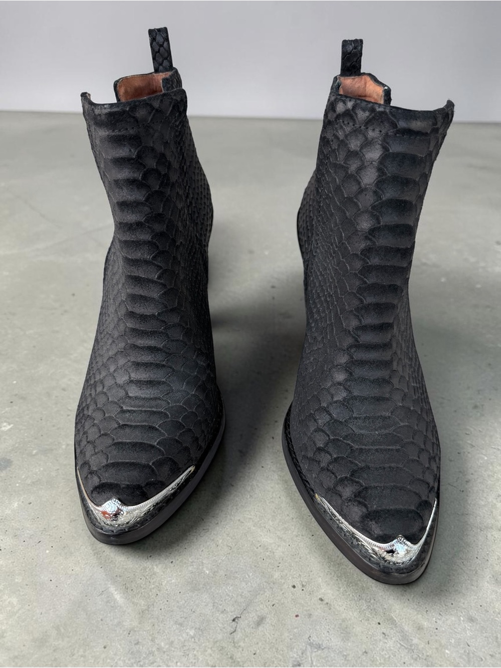 Jeffrey Campbell Cromwell Black Snake Print Cutout Western Ankle Booties - Picture 15 of 15